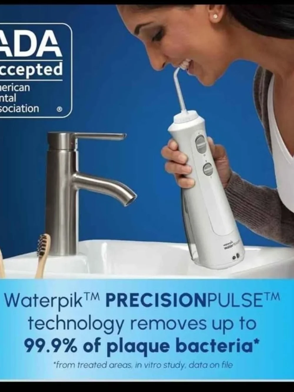 Waterpik Cordless Pearl Water Flosser Rechargeable Oral Irrigator 4 Tips ADA A3
